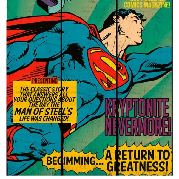 Placa Superman Flying Madeira 50×36cm