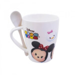 Caneca De Porcelana Mickey Com Colher E Minnie Tsum Tsum 310ml