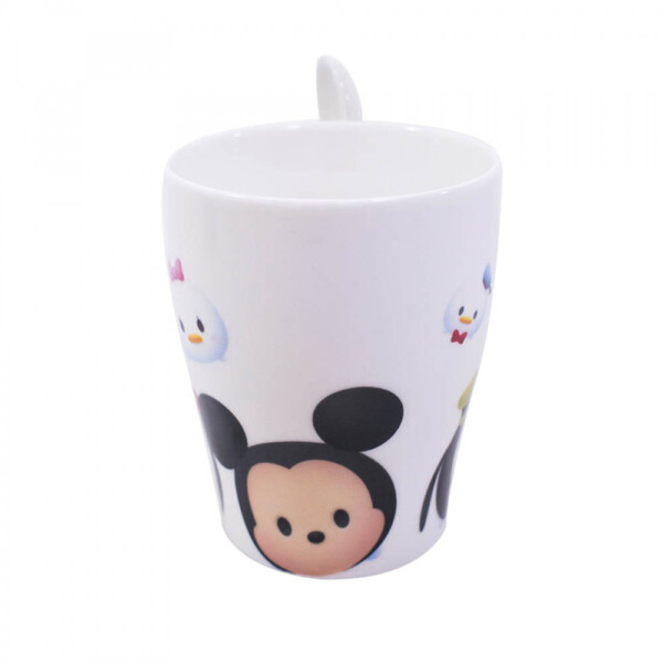 Caneca De Porcelana Mickey Com Colher E Minnie Tsum Tsum 310ml