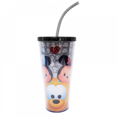 Copo Mickey E Minnie Com Cubos De Gelo Preto Tsum Tsum 600ml