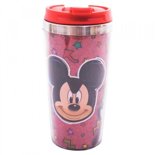 Copo Térmico Mickey Vermelho Com Tampa Sorrisão 450ml