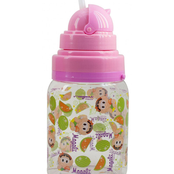 Garrafa Magali Princesa Com Alça E Canudo 600ml