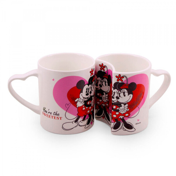 Conjunto De Canecas Mickey & Minnie De Porcelana Amor Branca