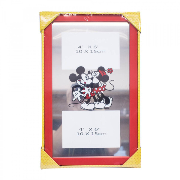 Porta Retrato Mickey e Minnie Espelho Moldura Vermelha Para 2 Fotos