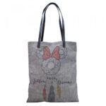 Bolsa Minnie Cinza Entrelaçada Mandala 38x32cm