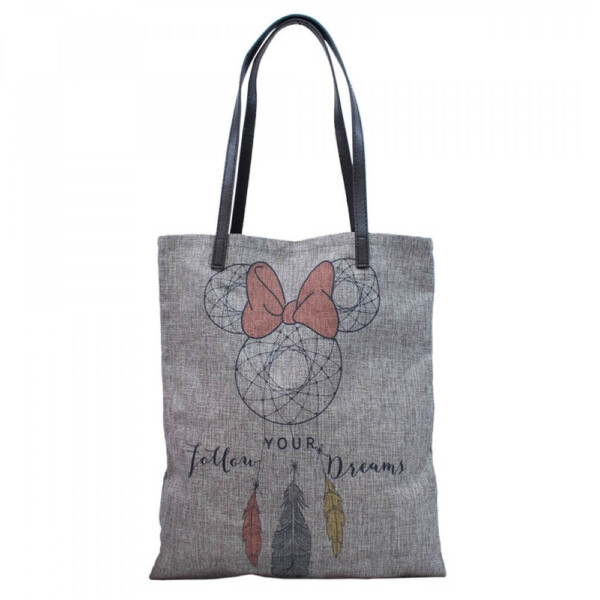 Bolsa Minnie Cinza Entrelaçada Mandala 38x32cm