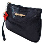 Bolsa Minnie Mão Preta Brilhante 14x21cm