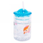 Caneca Com Tampa E Canudo Anna Elsa E Olaf Frozen Tsum Tsum 200ml