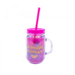 Caneca Mulher Maravilha Com Tampa E Canudo Rosa 420ml