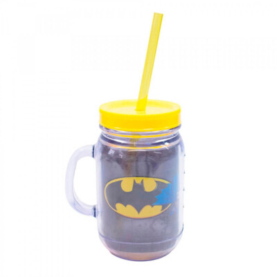 Caneca Batman De Plástico Com Canudo 420ml