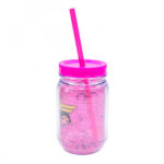 Caneca Mulher Maravilha De Plástico Com Canudo 420ml