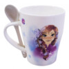 Caneca De Porcelana Com Colher Anna E Elsa Belas Frozen 310ml