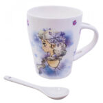 Caneca De Porcelana Com Colher Anna E Elsa Belas Frozen 310ml