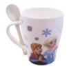 Caneca De Porcelana Com Colher Anna Elsa E Olaf Gelo Frozen 310ml