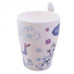 Caneca De Porcelana Com Colher Anna Elsa E Olaf Gelo Frozen 310ml