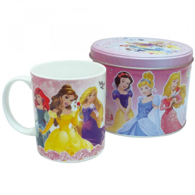 Caneca De Porcelana + Lata Princesas 350ml
