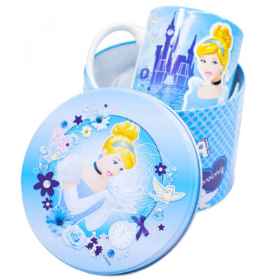 Caneca De Porcelana Na Lata Cinderela 350ml