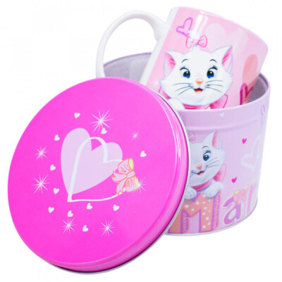 Caneca De Porcelana Na Lata Gata Marie 350ml