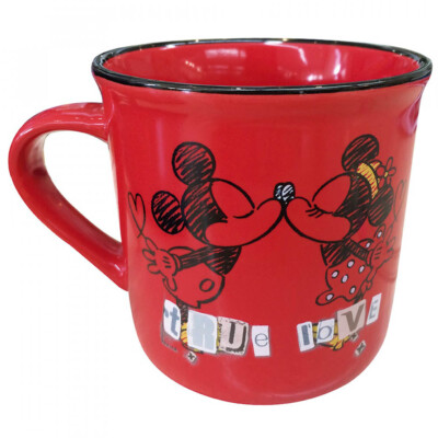 Caneca Mickey E Minnie De Porcelana Vermelha True Love 280ml