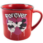 Caneca Mickey E Minnie De Porcelana Vermelha True Love 280ml