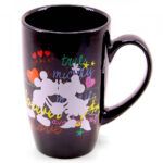 Caneca Mickey E Minnie Porcelana Preta 400ml