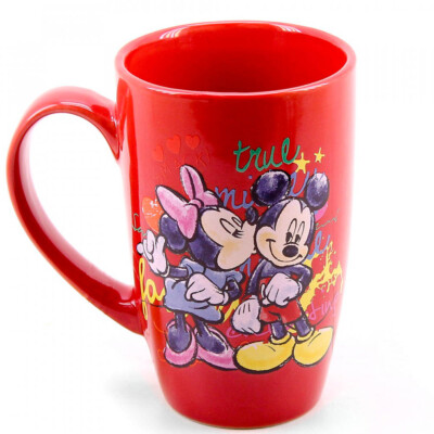 Caneca Mickey E Minnie Porcelana Vermelha 400ml