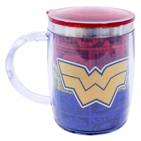 Caneca Térmica Mulher Maravilha Com Tampa 450ml