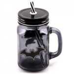 Caneca Jarra Batman Vidro com Canudo 450ml