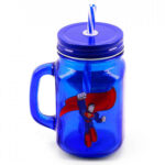 Caneca Jarra Superman Vidro com Canudo 420ml