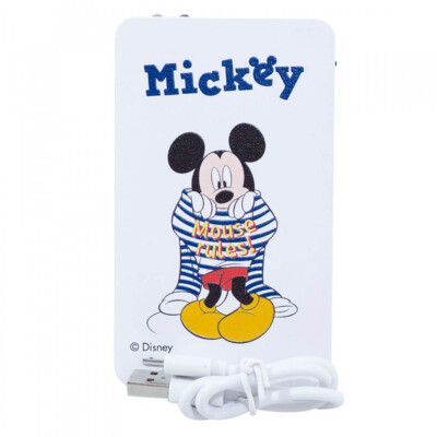 Carregador Portátil Mickey Branco Listras 2200mah