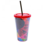 Copo Mickey Colorido Com Canudo Face 450ml 90 Anos