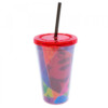 Copo Mickey Colorido Com Canudo Face 450ml 90 Anos