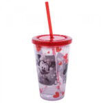 Copo Mickey E Minnie Com Canudo Foto 450ml
