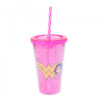 Copo Mulher Maravilha Com Canudo 450ml