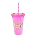 Copo Mulher Maravilha Com Canudo 450ml