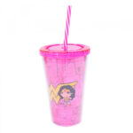 Copo Mulher Maravilha Com Canudo 450ml