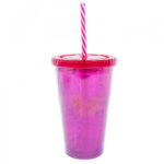 Copo Mulher Maravilha Com Canudo 450ml