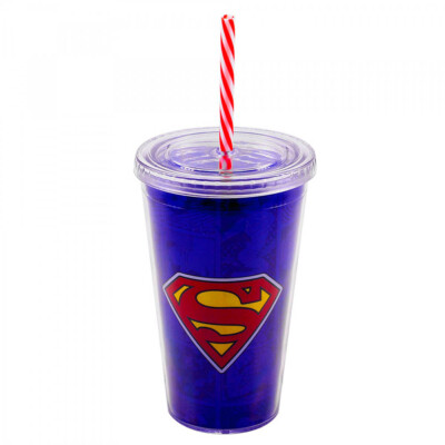 Copo Super Homem Com Canudo 450ml