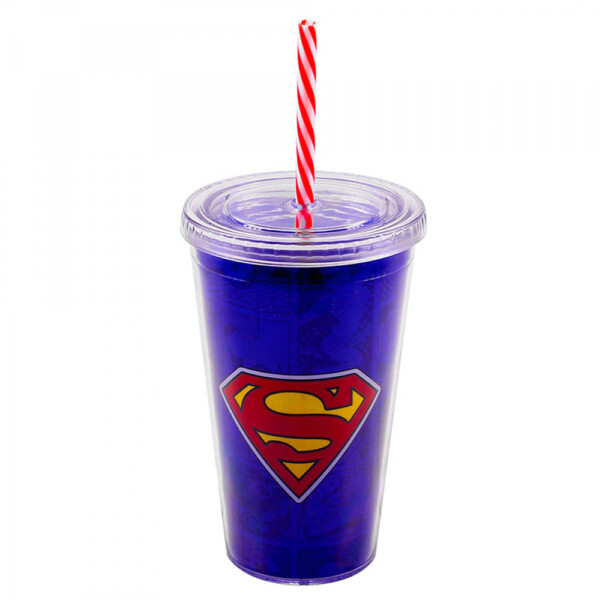 Copo Super Homem Com Canudo 450ml