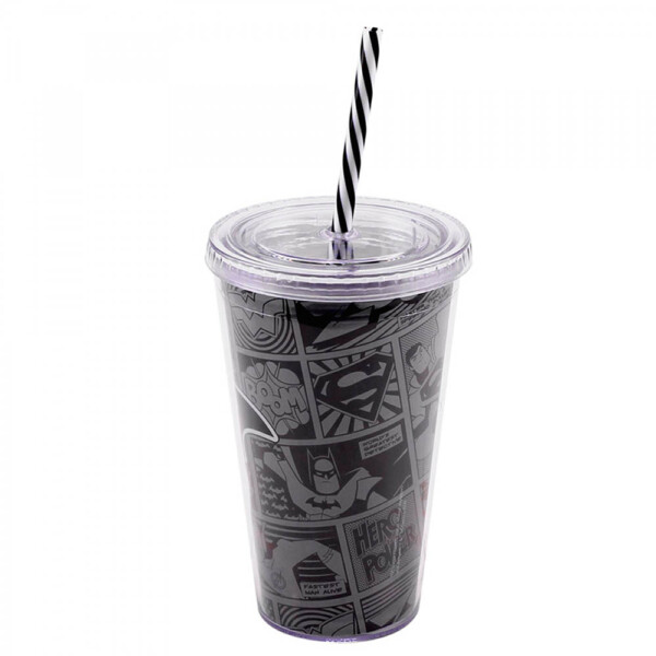 Copo Batman Com Tampa E Canudo 450ml