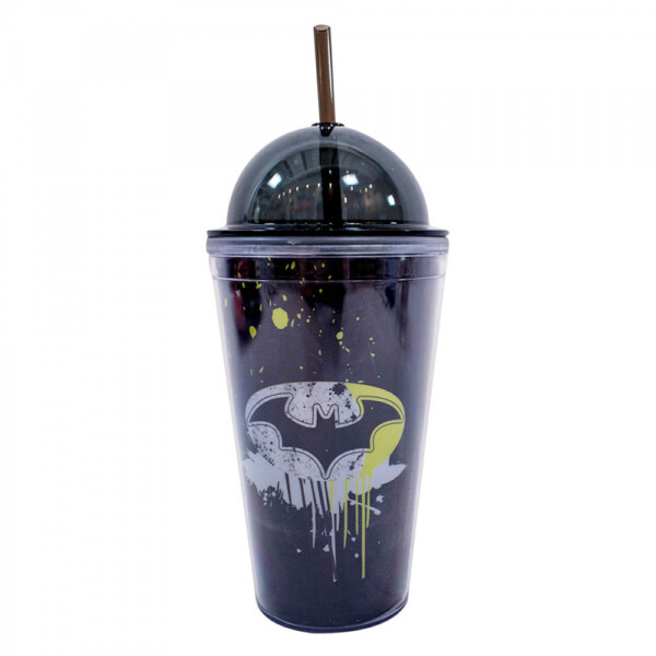 Copo Batman De Plástico Com Canudo 450ml