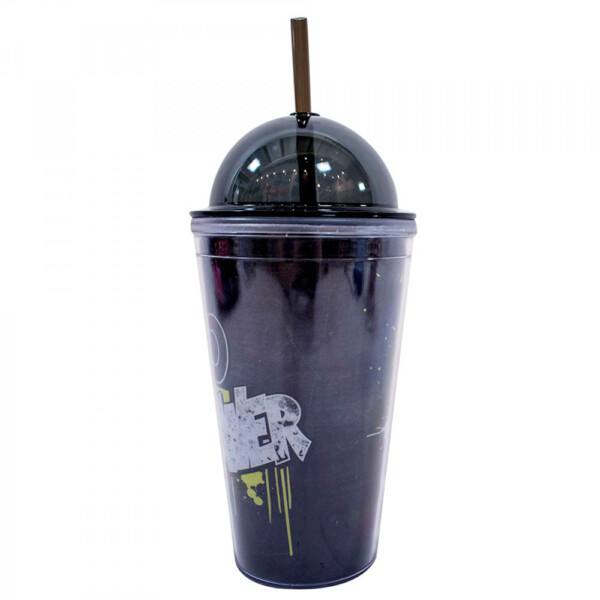 Copo Batman De Plástico Com Canudo 450ml