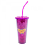 Copo Mulher Maravilha HQ com Cubos de Gelo 600ml
