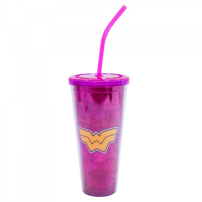 Copo Mulher Maravilha HQ com Cubos de Gelo 600ml