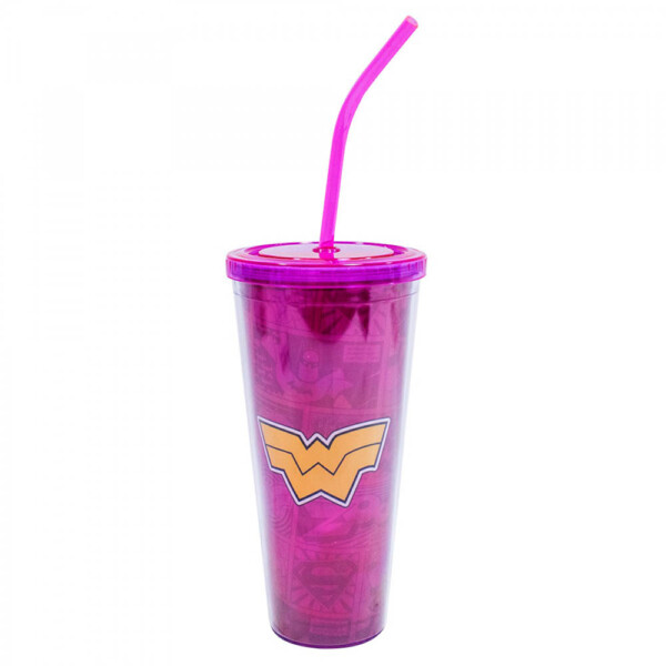 Copo Mulher Maravilha HQ com Cubos de Gelo 600ml