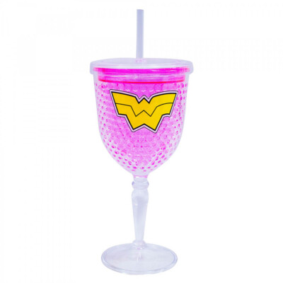 Taça Mulher Maravilha com Canudo e Gel 300ml