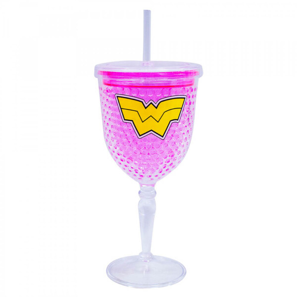 Taça Mulher Maravilha com Canudo e Gel 300ml