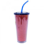 Copo Mulher Maravilha Vermelho Com Cubos De Gelo 600ml