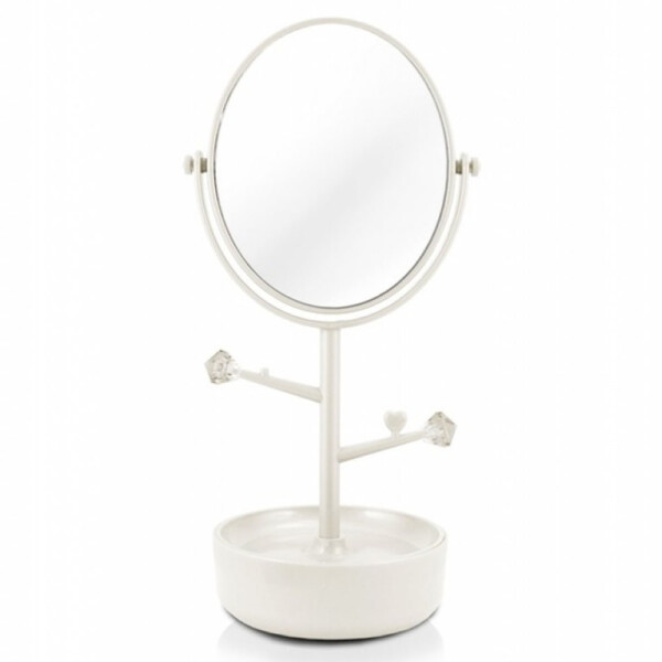Espelho De Mesa Com Porta Joias Jacki Design Branco