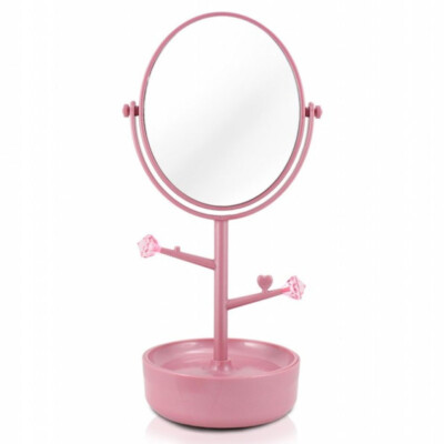 Espelho De Mesa Com Porta Joias Jacki Design Rosa